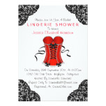 Red Corset & Black Lace Lingerie Shower Card