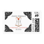 Red Corset & Black Lace Lingerie Shower Stamp
