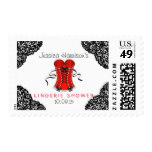 Red Corset & Black Lace Lingerie Shower Stamp