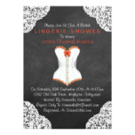 Red Corset White Lace Chalkboard Lingerie Shower Card