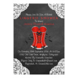Red Corset White Lace Chalkboard Lingerie Shower Card
