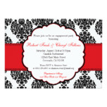 Red Damask Bridal Shower Engagement Invitation