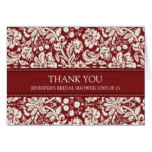 Red Damask Bridal Shower Thank You Card