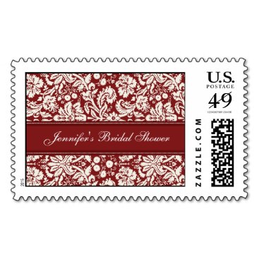 Red Damask Bridal Shower Wedding Stamps