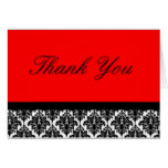 Red damask thank you card