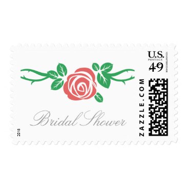 Red Elegant Rose Bridal Shower Postage