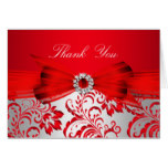 Red Floral & Bow Thank You Card