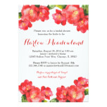 Red Floral Watercolor Bridal Shower Invitation