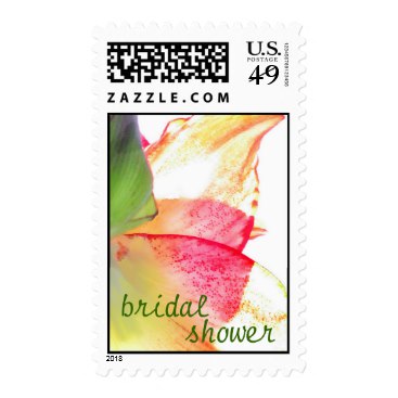 Red Gold Green Amaryllis Abstract Bridal Shower Postage Stamps