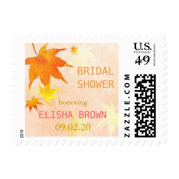 Red   Gold Maple Leaves Fall Bridal Shower Postage Stamp