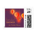 Red Hanging Lanterns Purple Bridal Shower Postage Stamp