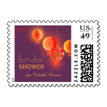 Red Hanging Lanterns Purple Bridal Shower Stamp