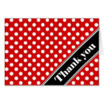 Red Polka Dot Black Stripe Thank You Cards