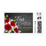 Red Poppies Chalkboard Wedding Postage