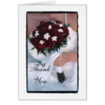 Red Roses & Daisies Bride Wedding Thank You Card
