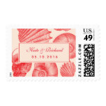 Red Seashell Wedding Invitation Postage Stamp