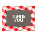 Red & White Gingham Canvas Thank You Postcards