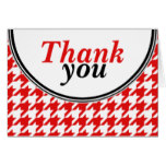Red & White Houndstooth custom Thank You card