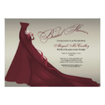 Red Winter Bridal Shower Bride Silhouette Elegant Card