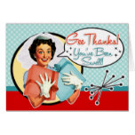 Retro Bridal Shower Thank You Card, Red   Aqua Card