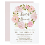 Romantic Peonies Wreath Bridal Shower Invitation