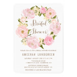 Romantic Peonies Wreath Bridal Shower Invitation