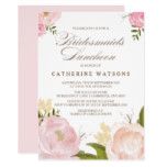 Romantic Watercolor Flowers Bridesmaids Luncheon Card