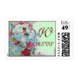 ROMANTICA RSVP MONOGRAM ,Light Green Postage