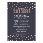 Rose Gold Polka Dots and Navy Blue Bridal Shower Card
