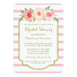 Rose Stripes Gold Pink Floral Bridal Shower Card