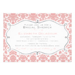 Rosy Brown Damask Pattern Bridal Shower Invitation