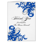 Royal Blue and Silver Flourish Thank You Card