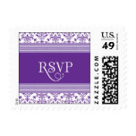 RSVP Purple Damask Elegant Wedding Postage Stamp