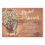 Rustic Baby's Breath Mason Jar Wood Bridal Shower Card