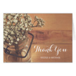 Rustic Baby's Breath Mason Jar Wood Thank You Card