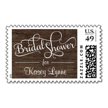 Rustic Barn Wood Bridal Shower Fancy Script Stamps
