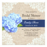 Rustic Blue Hydrangea Lace & Burlap Bridal Shower Card