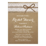 Rustic Bridal Shower Elegant Lace Burlap String Card