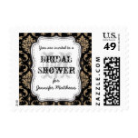 Rustic Bridal Shower Monogram Damask Stamp