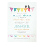 Rustic Bridal Shower Rainbow Bunting Love Birds Card