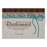 Rustic Burlap And Lace Bridal Party Thank You Card