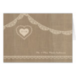 Rustic Burlap and Lace Wedding thank you notes