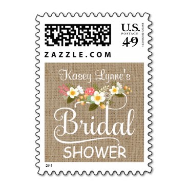 Rustic Burlap Floral Bridal Shower Stamp