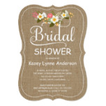 Rustic Burlap Floral Wreath Bridal Shower Card