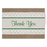 Rustic Burlap & Vintage White Lace Bridal Shower Card