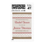 Rustic Burlap & Vintage White Lace Bridal Shower Postage