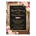 Rustic Country Bridal Shower Wood Knot Floral Wrap Card