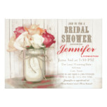 Rustic Country Mason Jar Bridal Shower Invitations