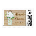 Rustic Country Mason Jar Flowers White Hydrangeas Stamp
