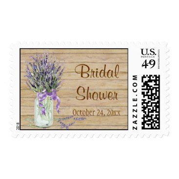 Rustic Country Mason Jar French Lavender Bouquet Postage Stamps